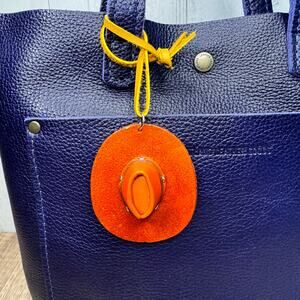 Western Leather Purse Charm Tan Cowboy Hat Bag Charm NeW FAST SHIP